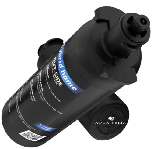 OUT-SIDE Hybrid-Filter mit Keim-Stopp zur Installation in der Leitung zum Reinwasserhahn.