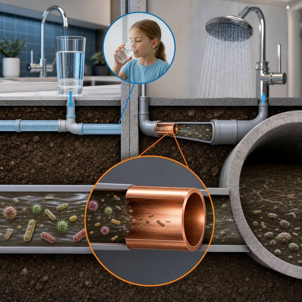 Abwasser Keimschutz mit Kupferrohr