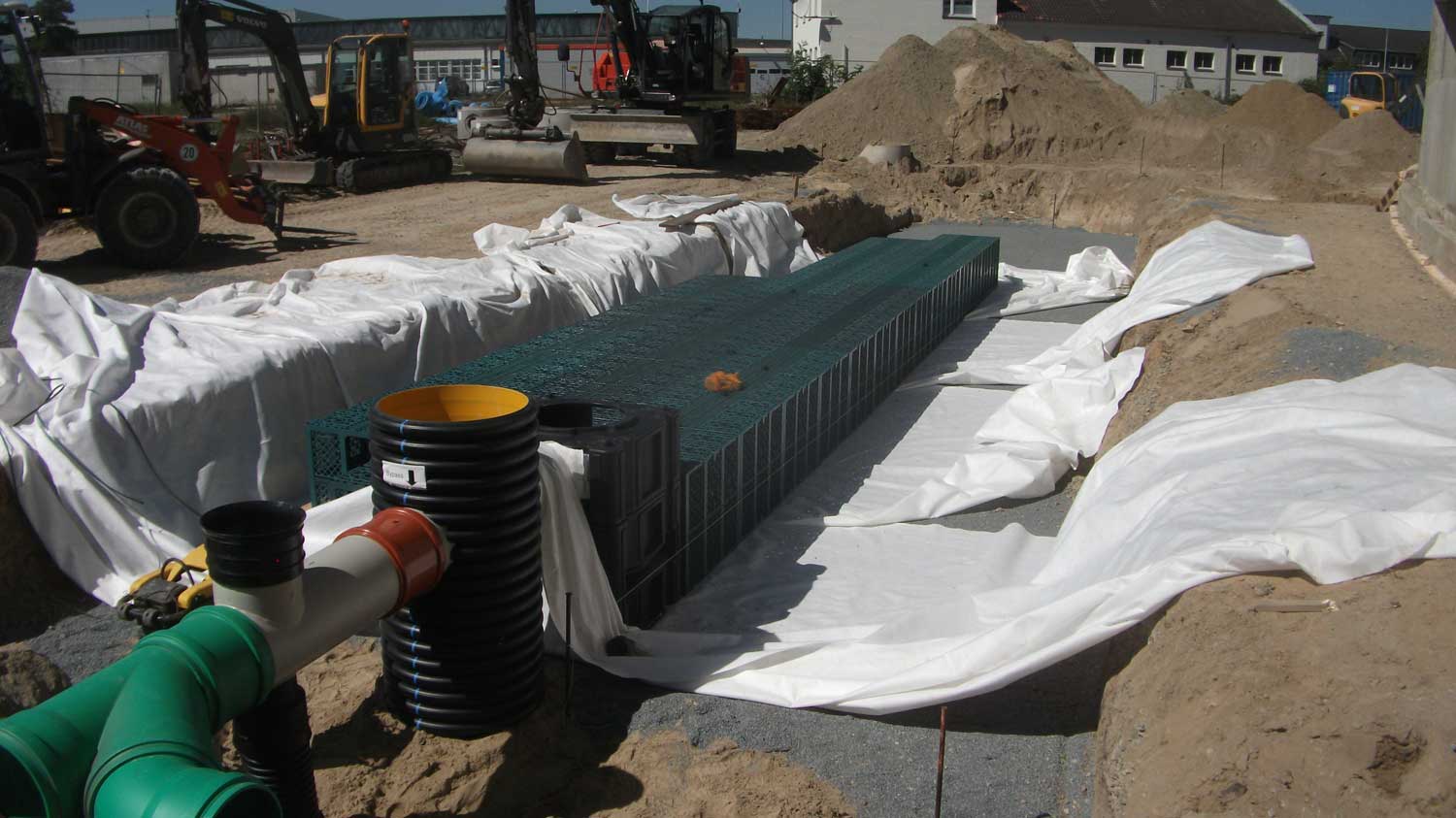 Rigoleneinbau mit Vlies