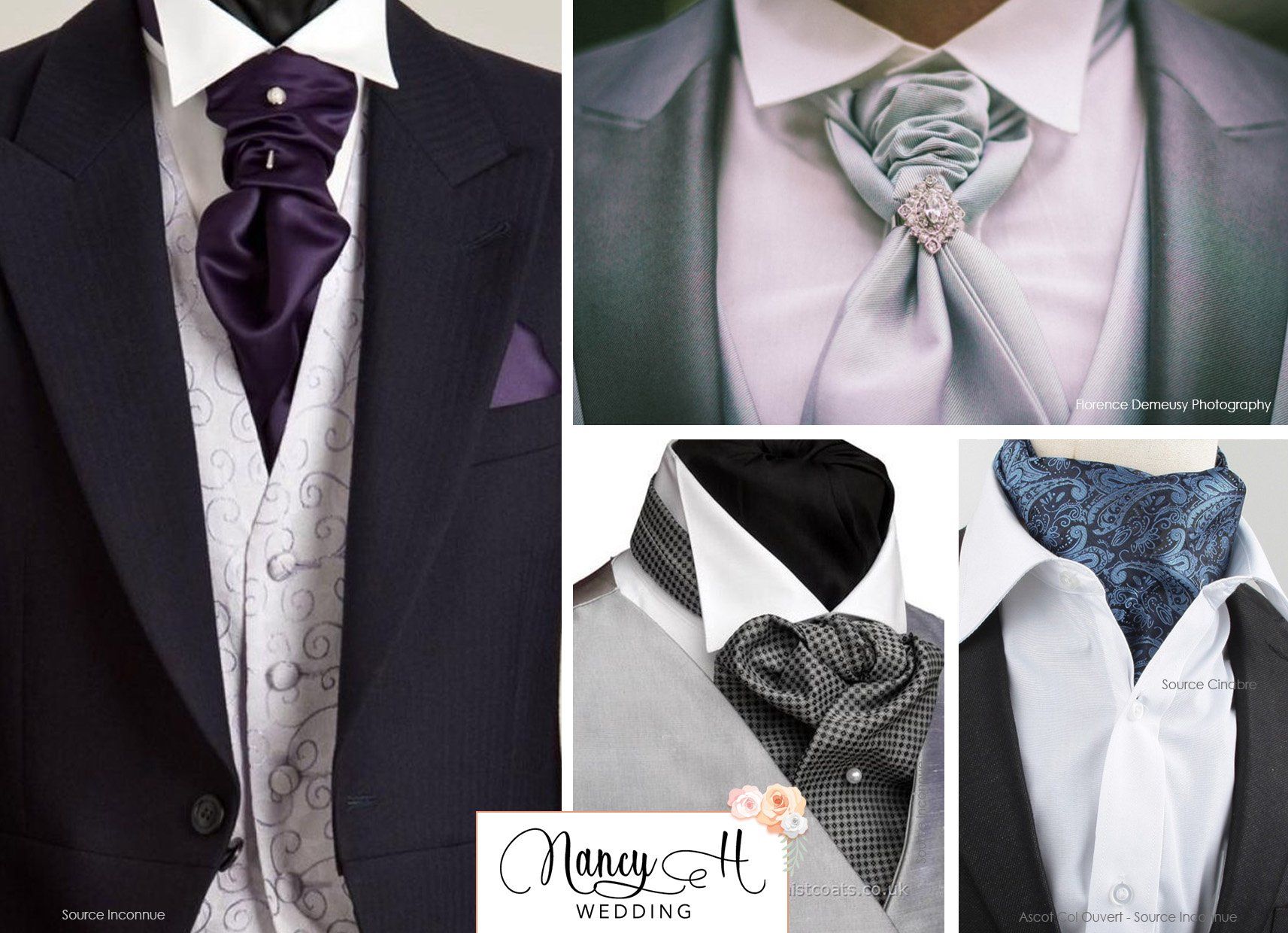 Cravate Lavallière (Ascot) BALMAIN En Soie Violet Parme - Neuve Sans étiquette - Fabriquée En France