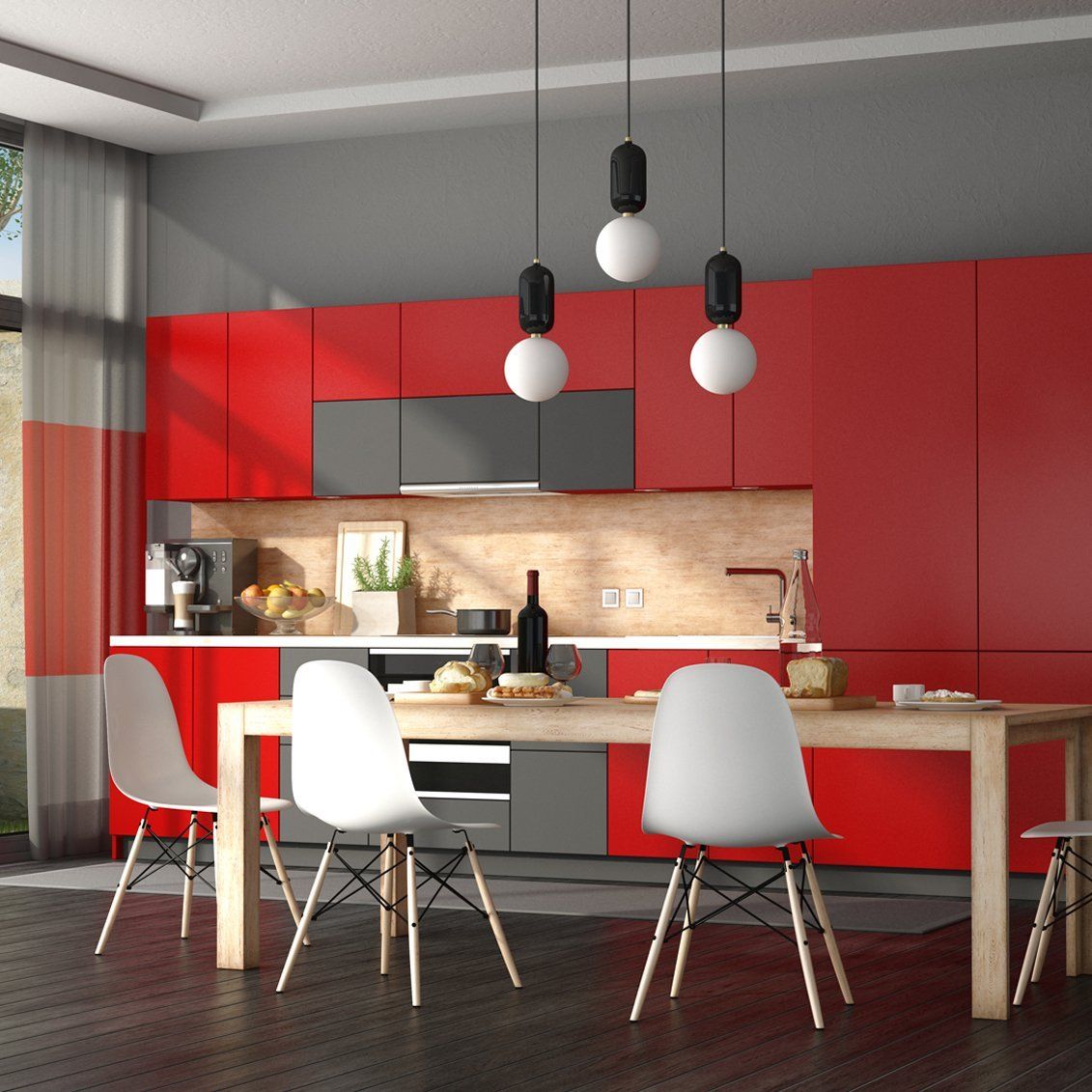 Perfecta combinación cocina - comedor de apartamento.