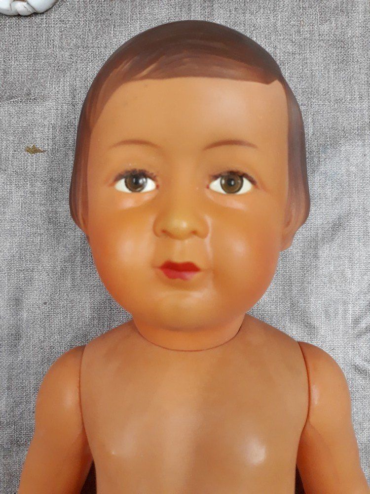 Ancien Poupon Baigneur SNF 52 En Celluloïd 55 Cm Fabrication Française