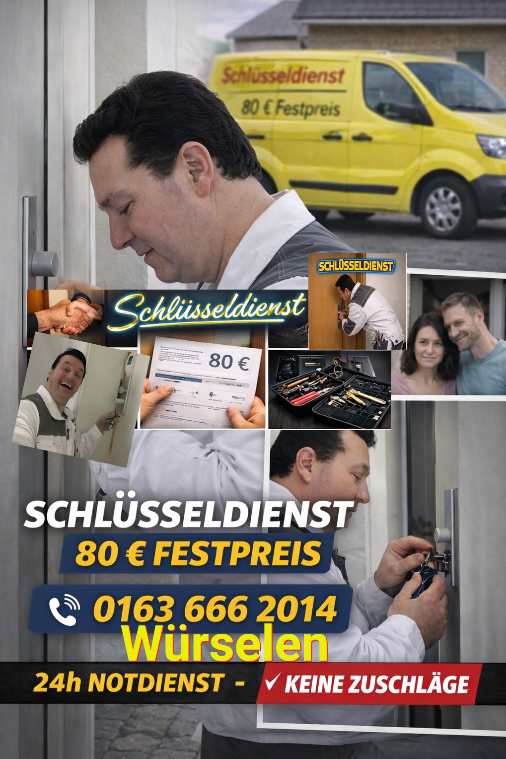 Notdienst Rufnummer Schlüsseldienst Würselen - Tür öffnen zum 80 Euro Festpreis