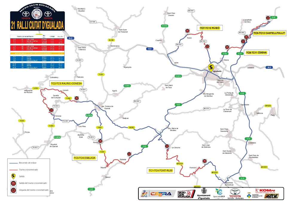 mapa del 21 rallye ciudad igualada