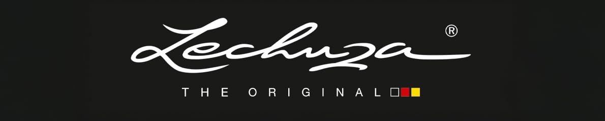Das Lechuza-Logo in weißer Schrift auf schwarzem Hintergrund, darunter kleine farbige Quadrate und das Wort „THE ORIGINAL“.