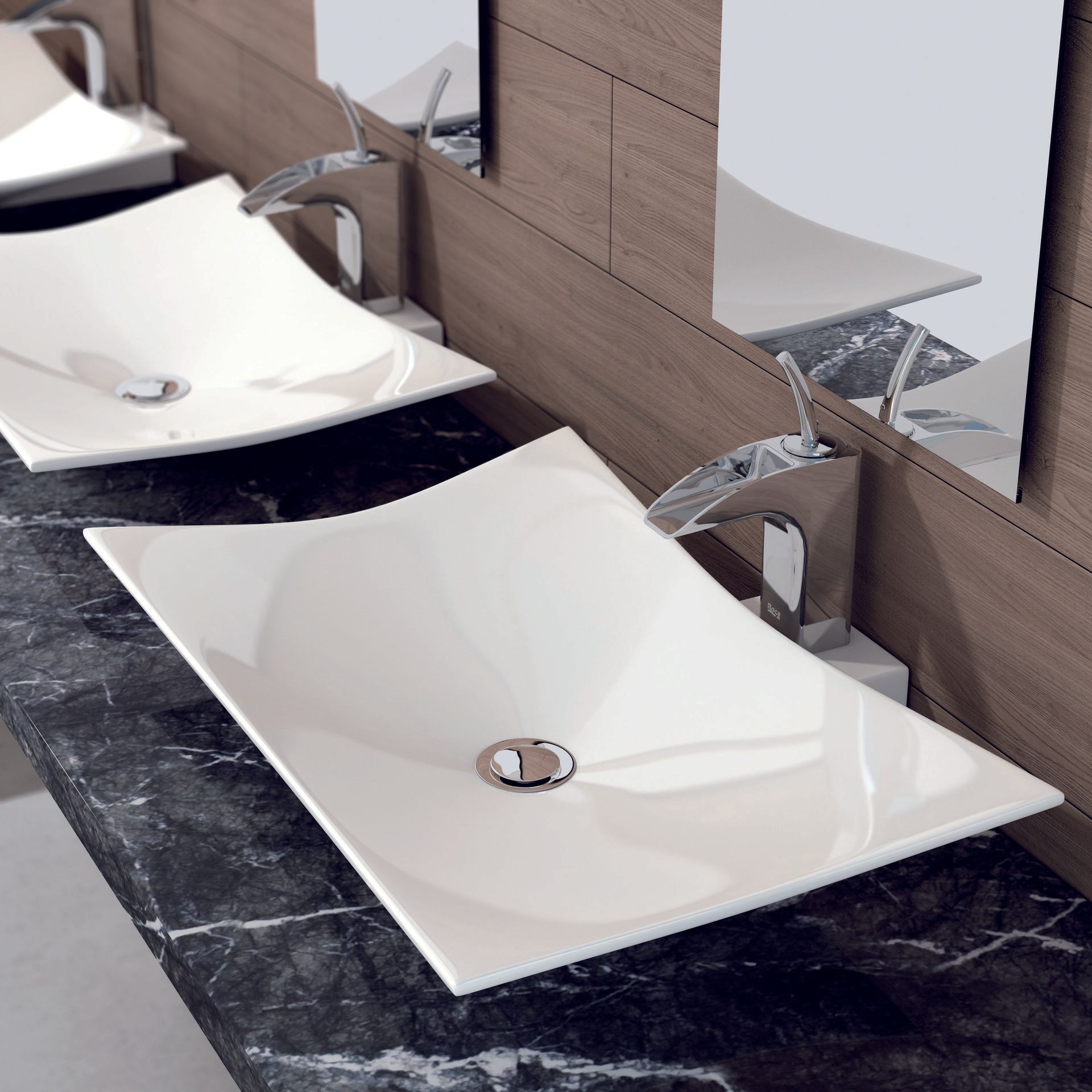 Lavabo ceramico sobre mueble