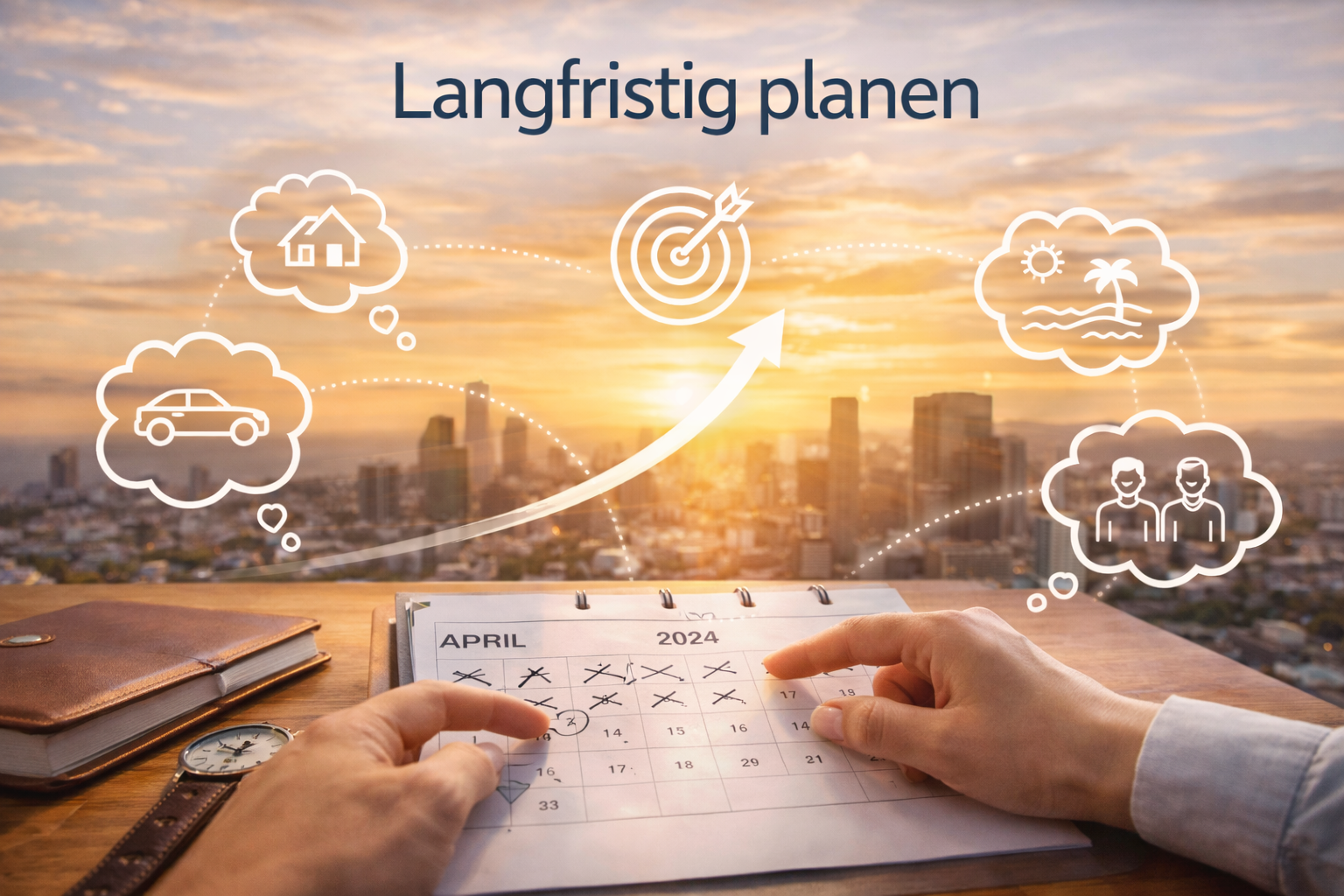 Langfristig planen für finanzielle Aspekte wie Haus, Auto, Urlaub, Partnerschaft und Zielerreichung
