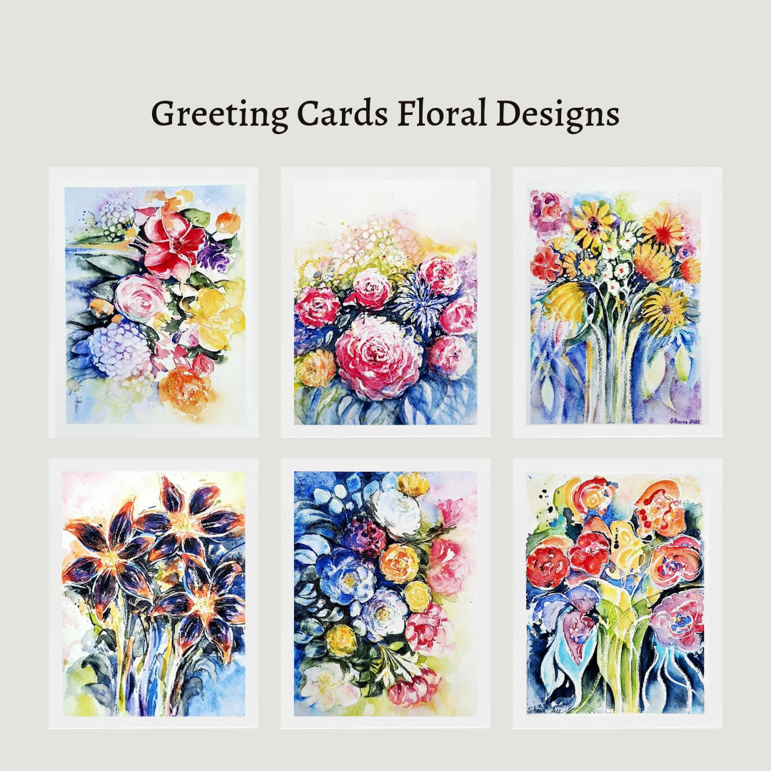 Grusskarten Greeting Cards Flowers Blumen Floral Design Aquarelle Watercolor