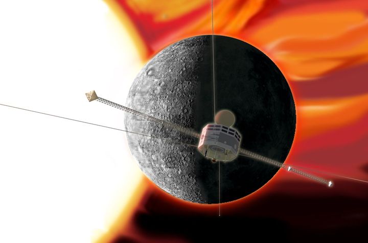 Mercury Magnetosheric Orbiter, vue d’artiste. Crédit RISH-Kyoto Univ.