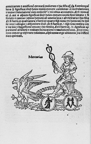 Représentation allégorique de la planète Mercure, extraite de De magnis coniunctionibus (1489). Crédits Observatoire de Paris