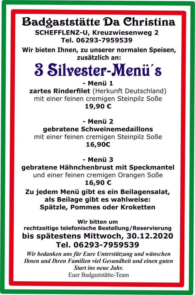 Silvester Menus