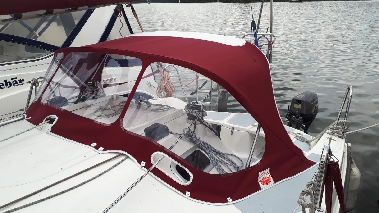 Fahrverdeck in blau für Motorboot