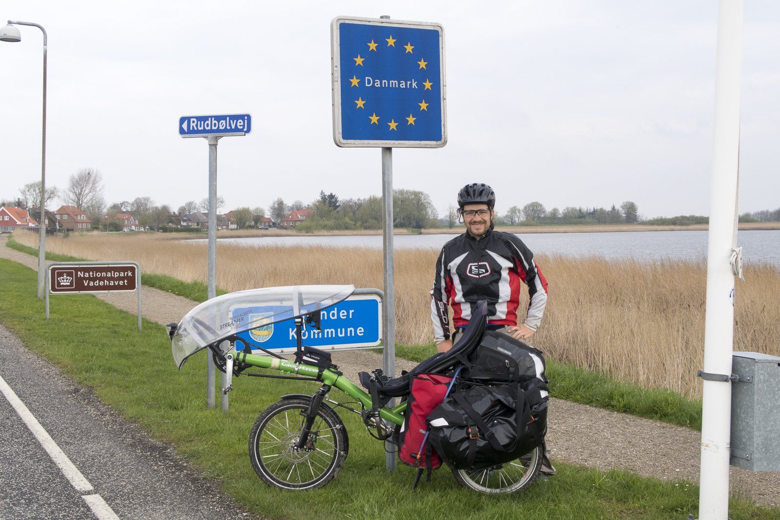 Fahrrad Radreise Liegerad zum Nordkap Grenze Dänemark
