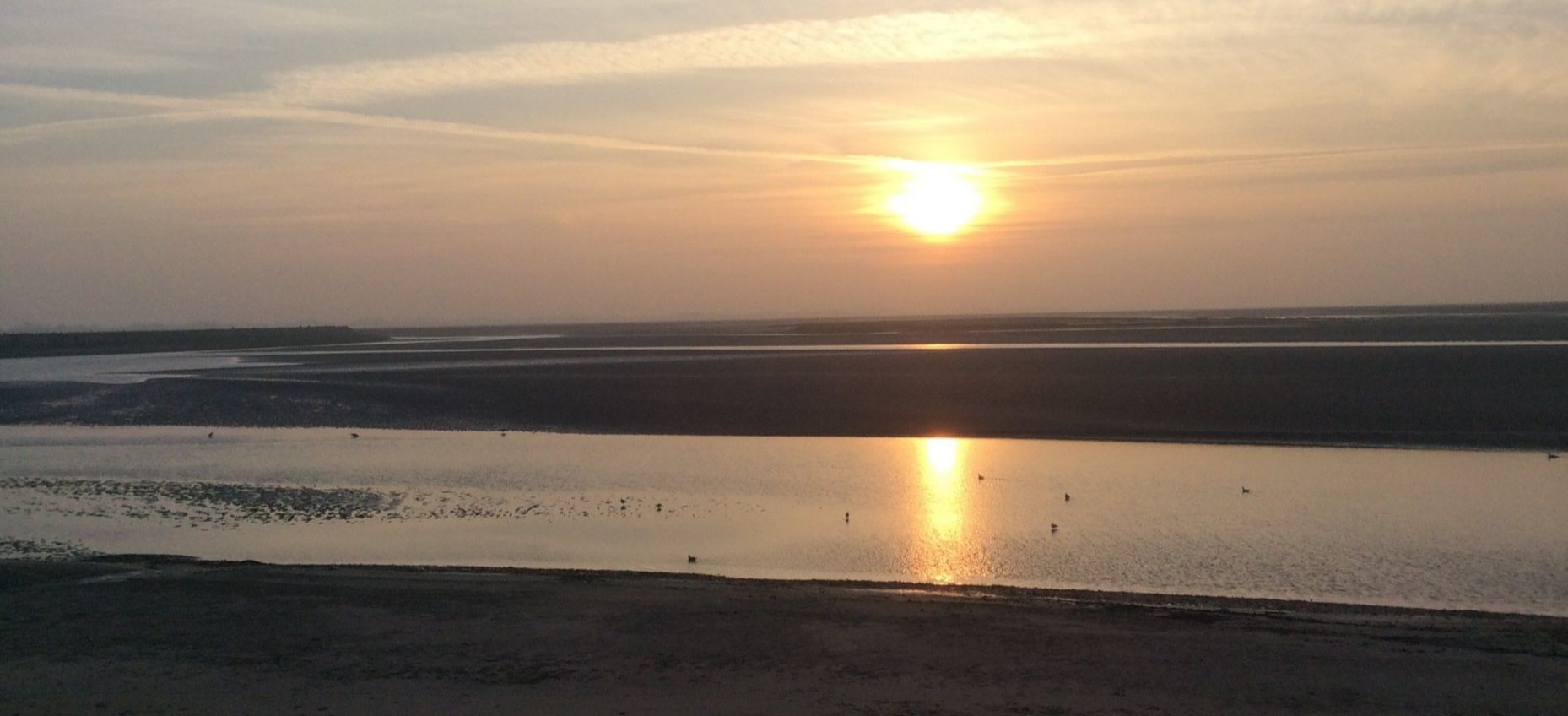 Sunrise over the river Somme. Le Crotoy France