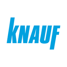 Das Knauf-Logo in Blau, ein Baustoffunternehmen, auf weißem Hintergrund.
