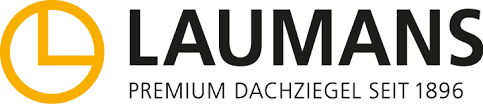 Logo für Laumans, ein Premium-Dachdeckerunternehmen seit 1896. Enthält einen gelben Kreis mit einem „L“ und schwarzem Text.