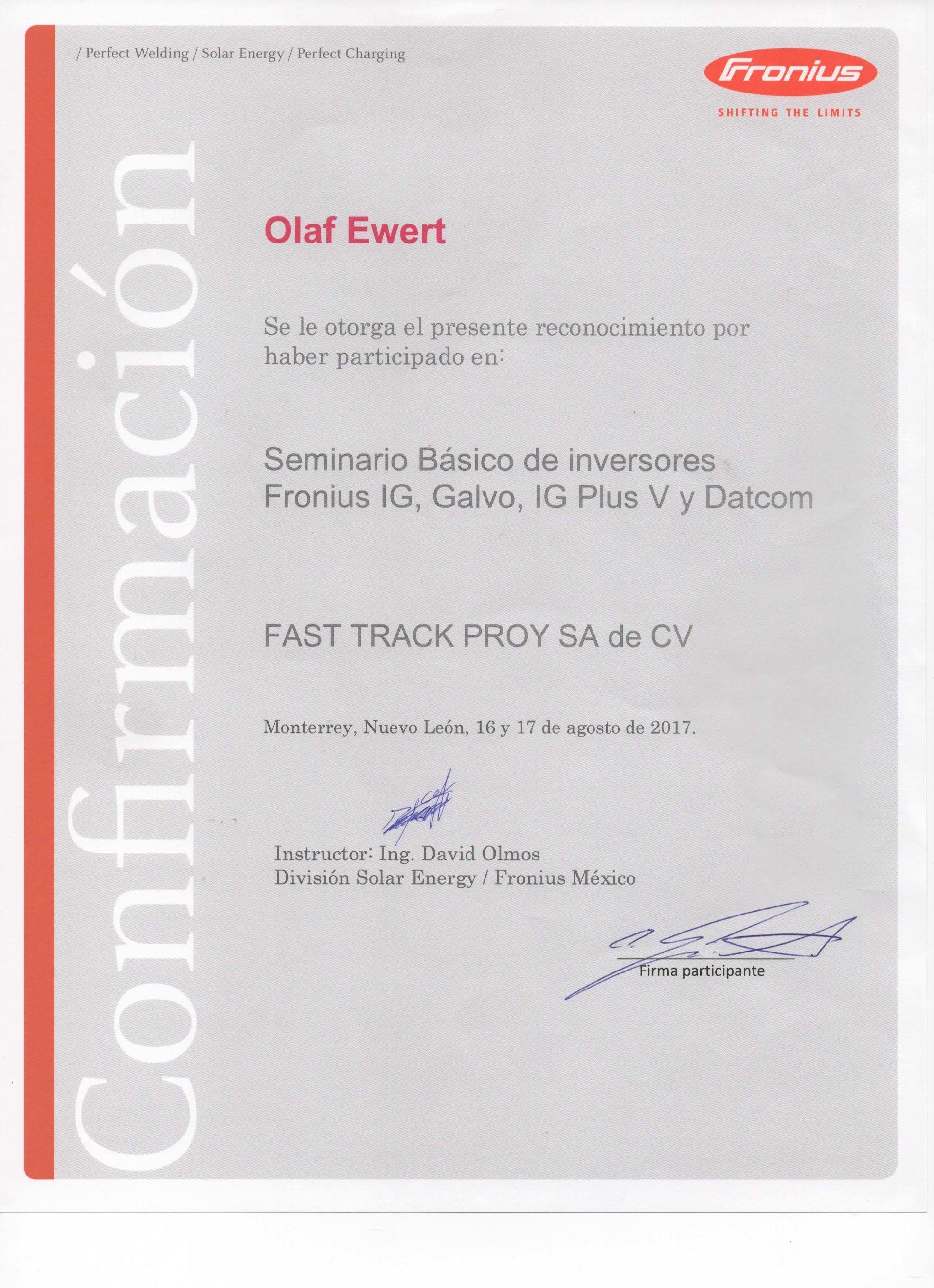 Certificado Fronius