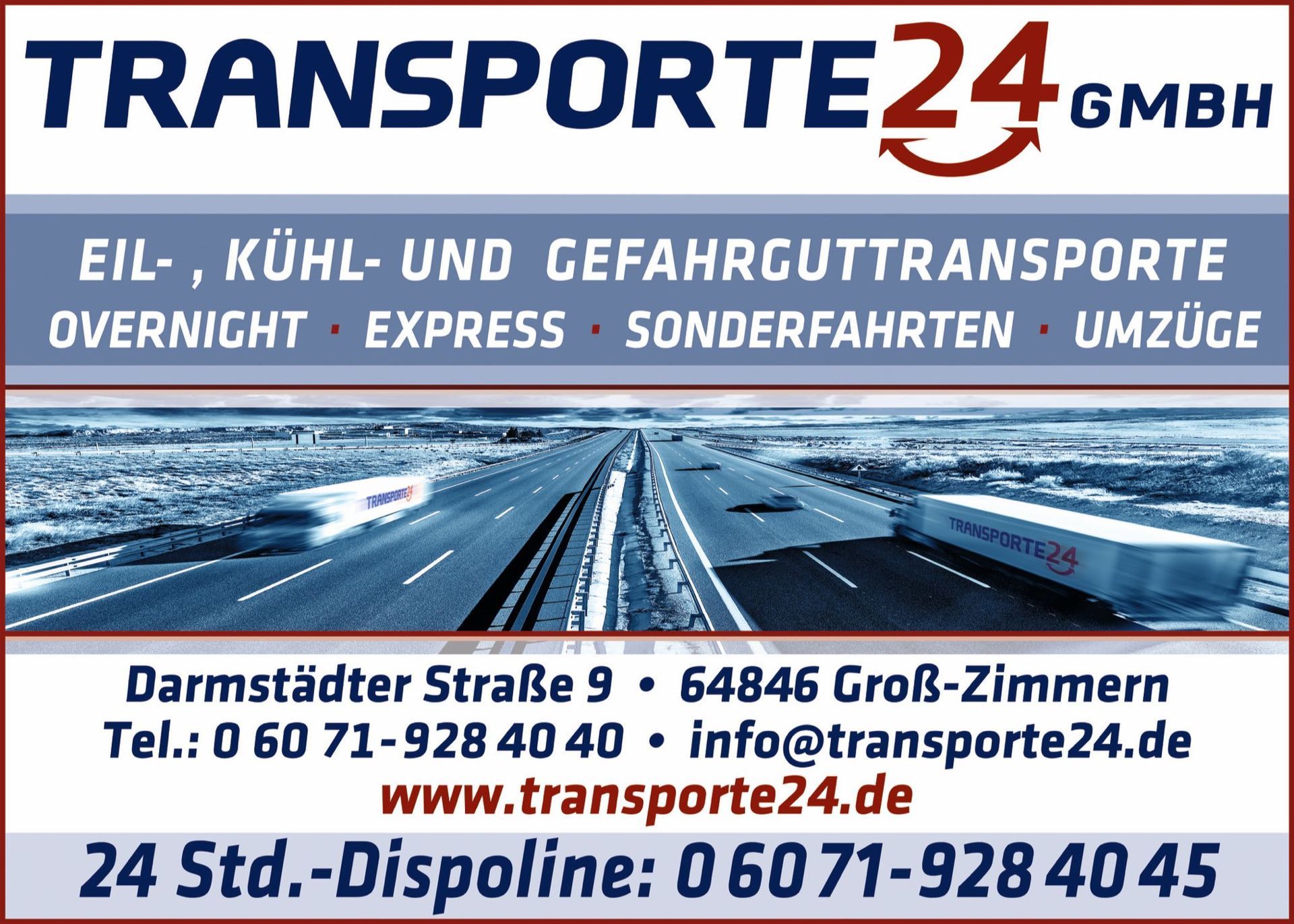 Transporte 24 64846 Gro Zimmern Transporte Logistik Fracht 