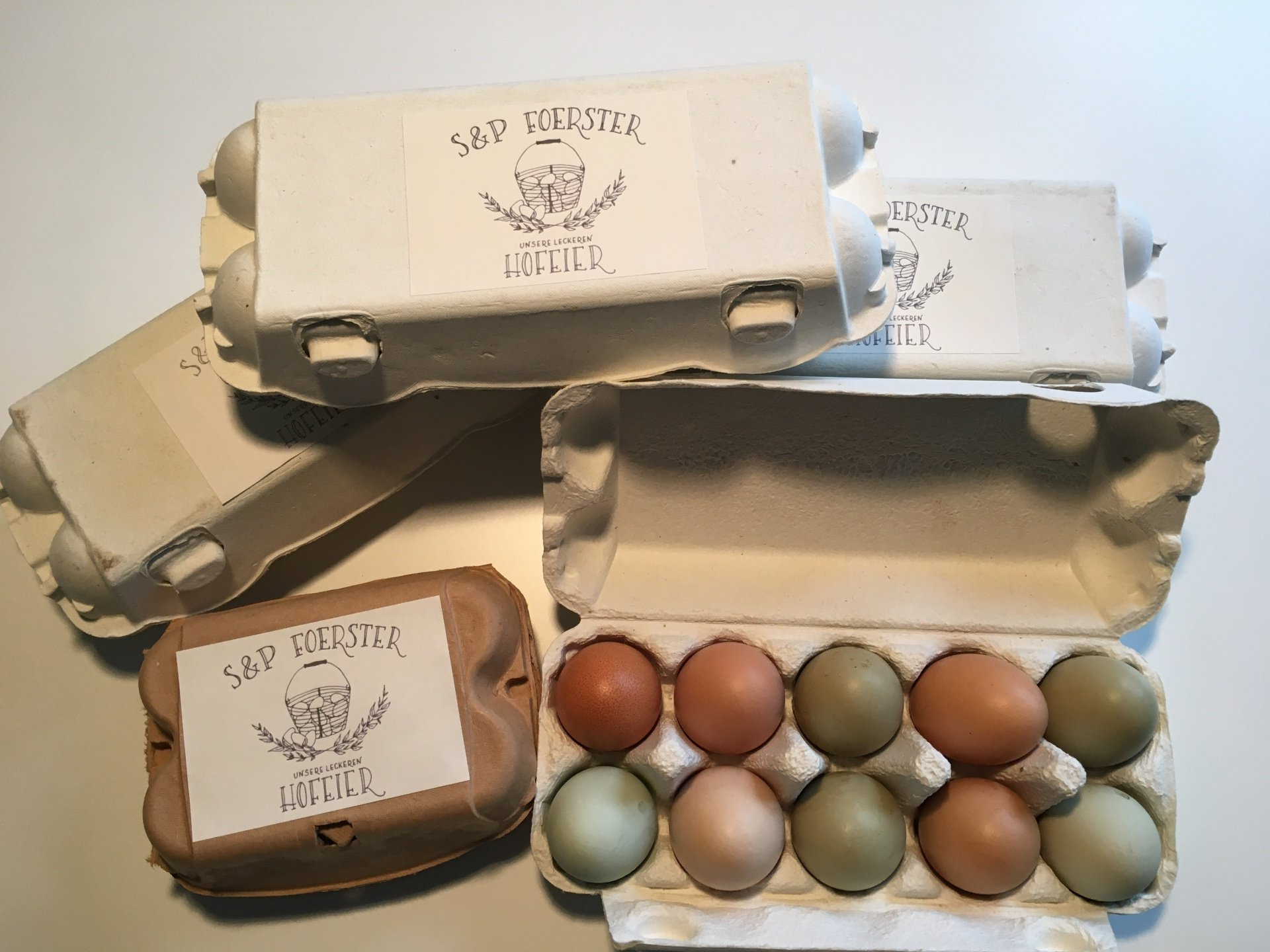Bunte Freilandeier im Eierkarton