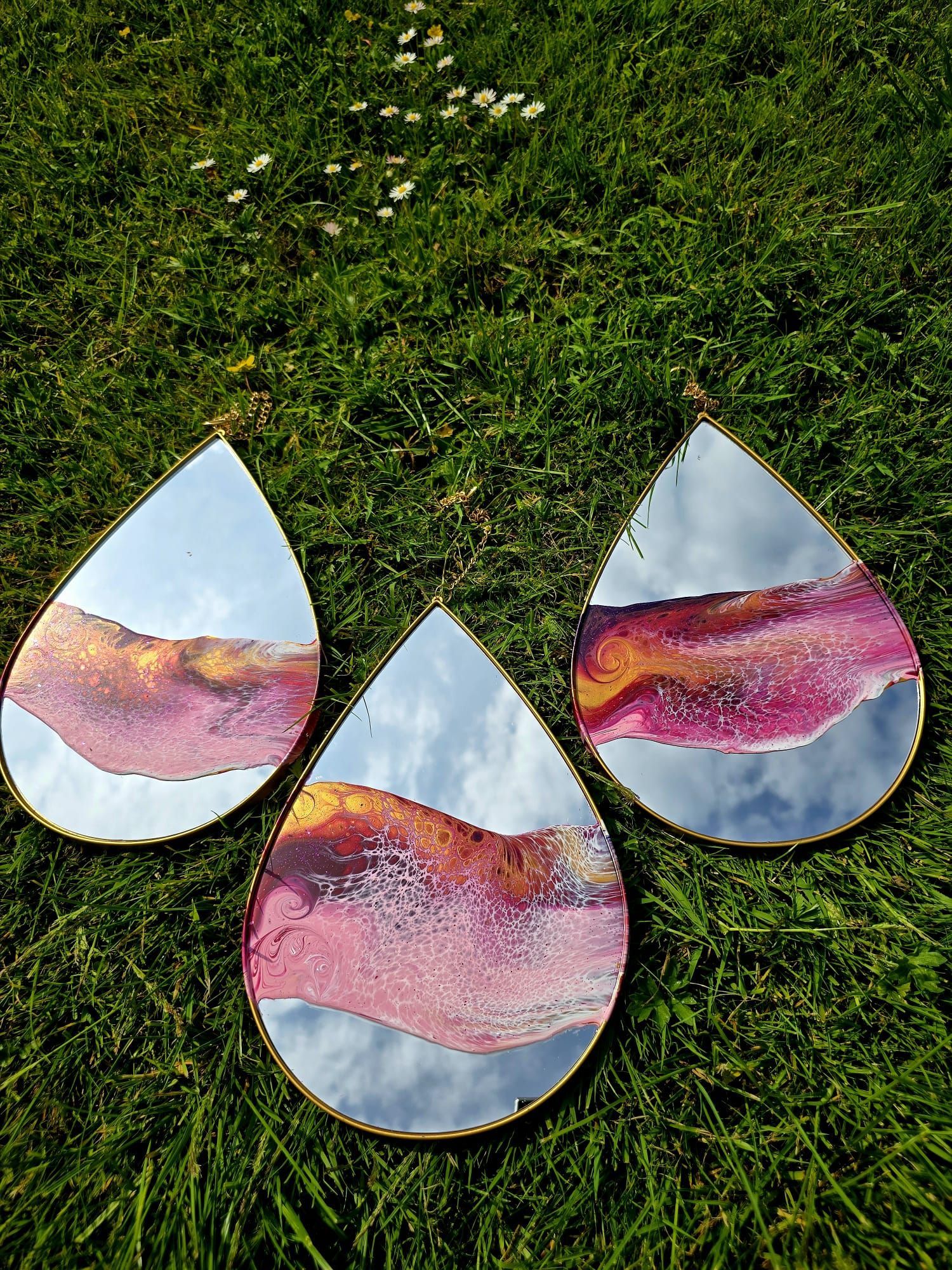 Acrylic Pouring auf Spiegel