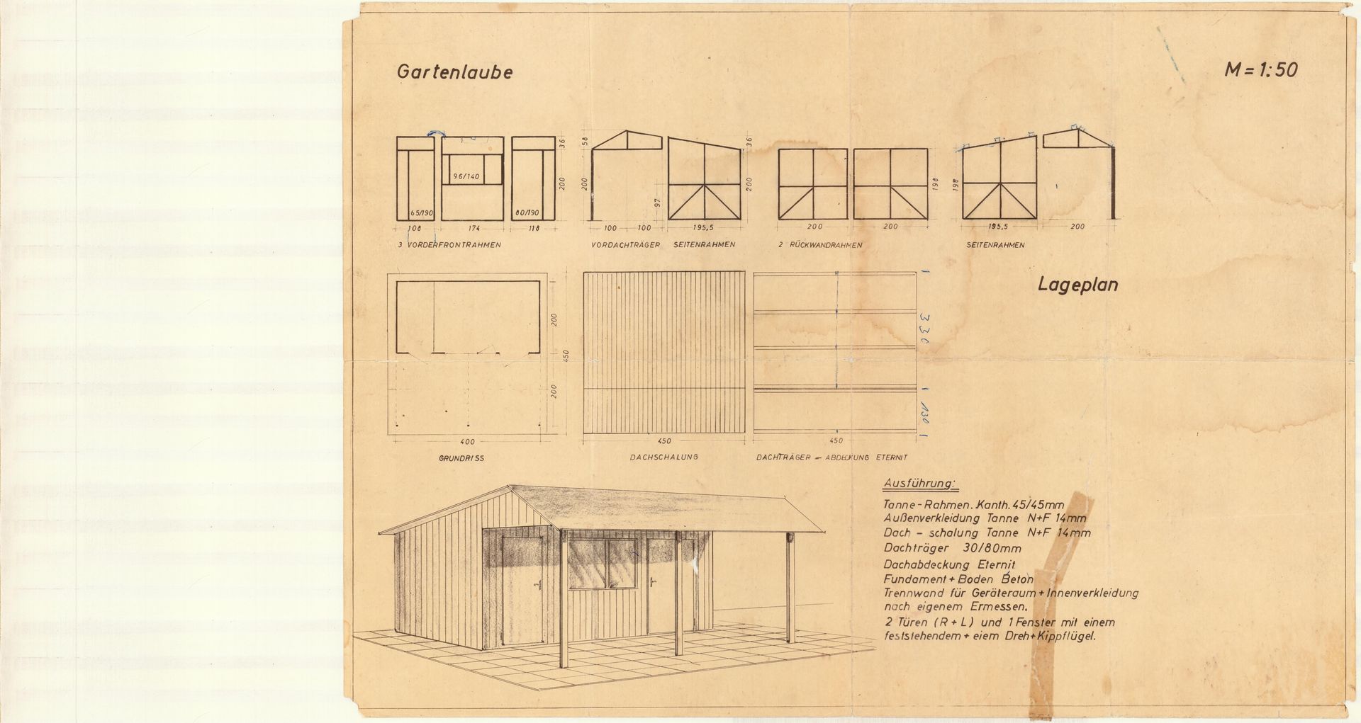 Bauplan Gartenlaube Karlsdorf 1969