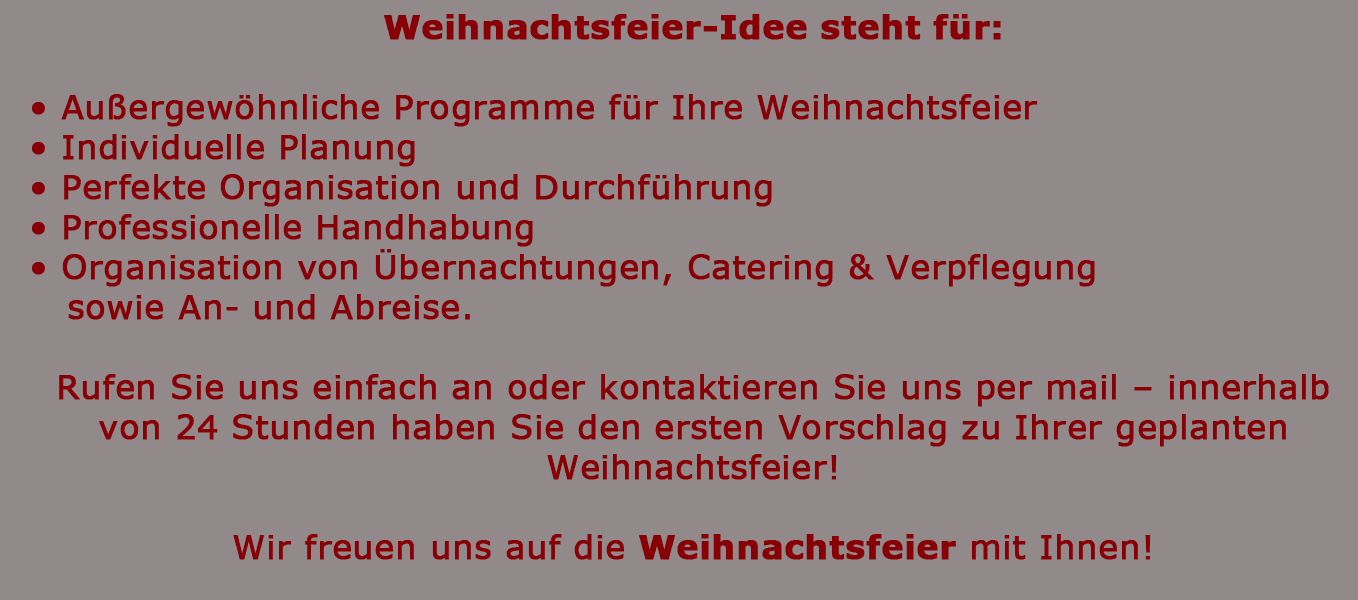 Ideen zur Weihnachtsfeier Indoor Programme für Firmen und Betriebe!