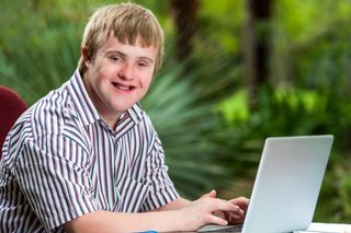 Person with a disability using a computer