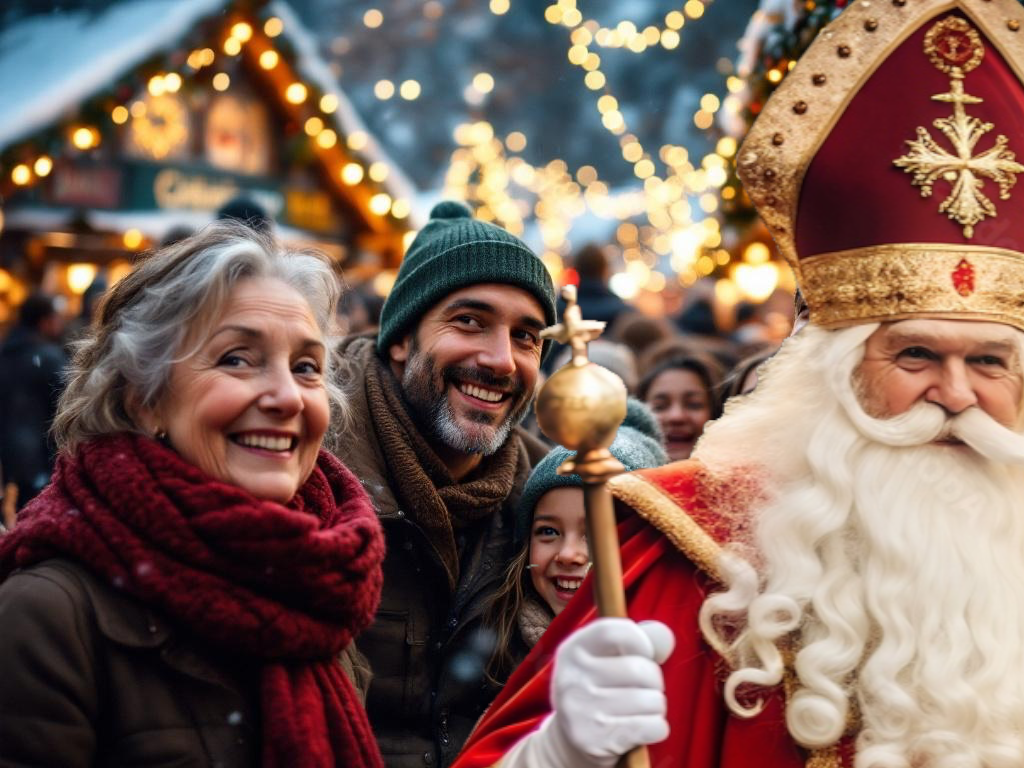 Nikolaus für Supermarkt, Einkaufs Passage und zum Beispiel Fußgänger Zone