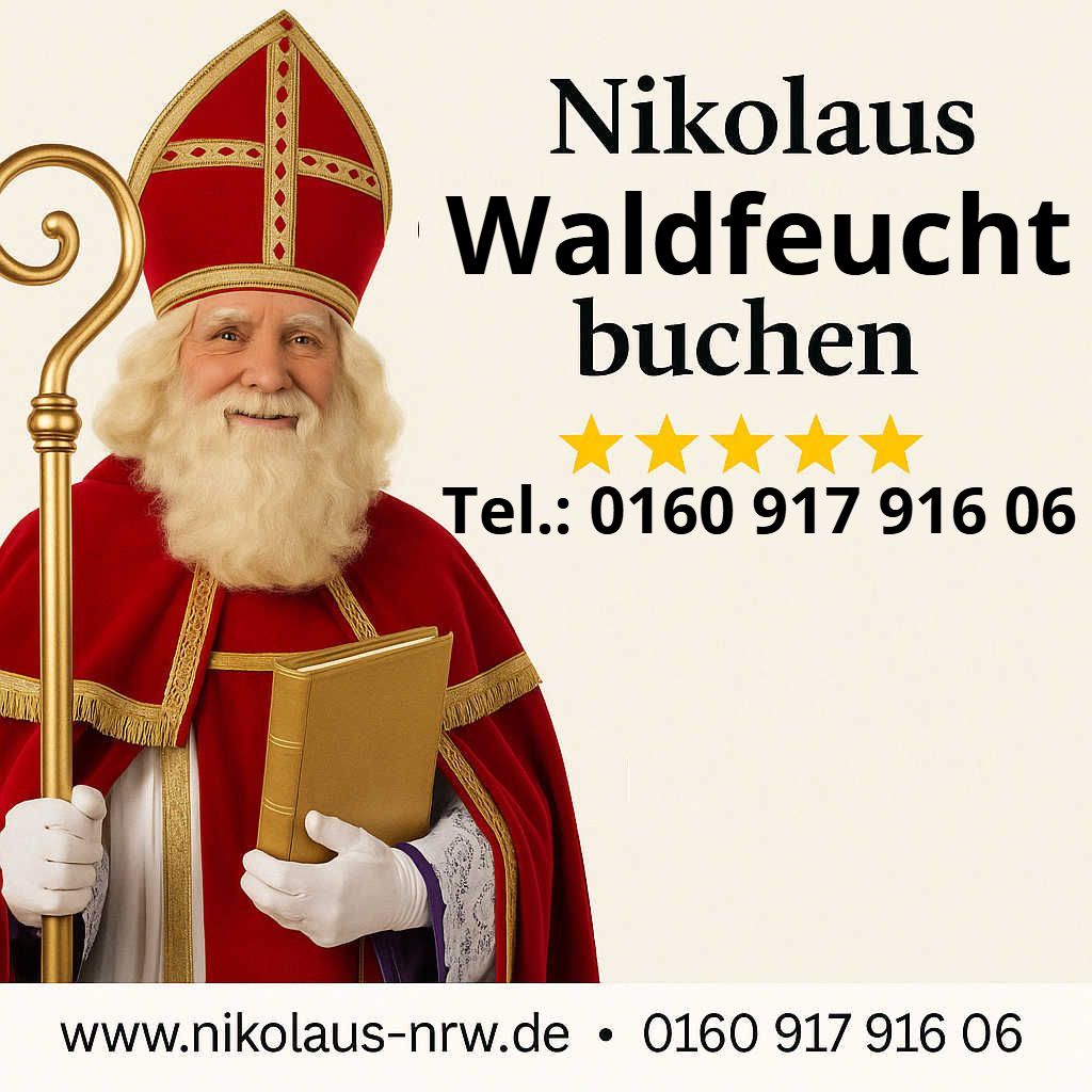 Nikolaus in Waldfeucht buchen – echter Nikolaus mit Bischofsgewand, Krummstab und Goldbuch