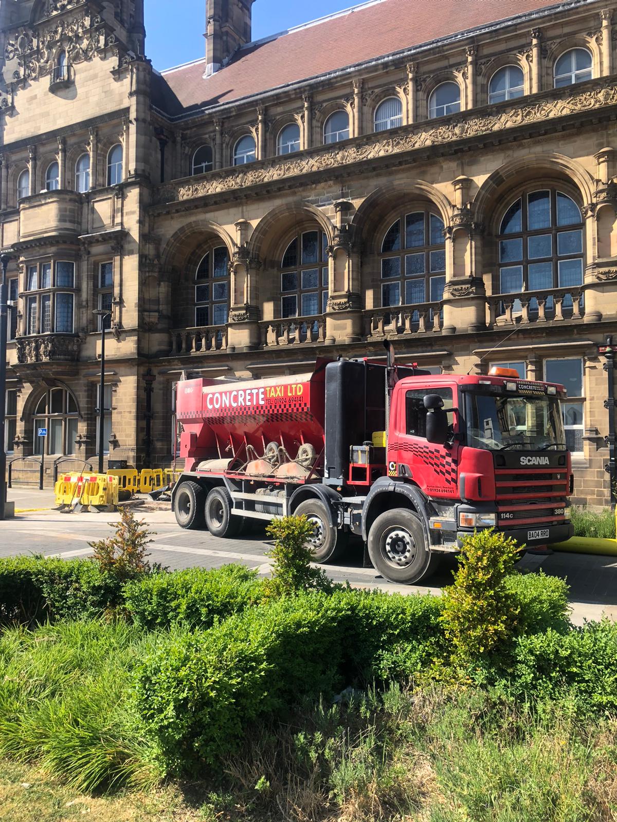 Concrete Taxi, Dewsbury, West Yorkshire. Sitemixed concrete for all