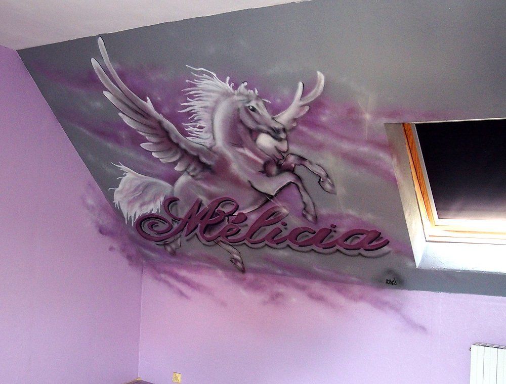fresque murale pour enfant de pégase cheval