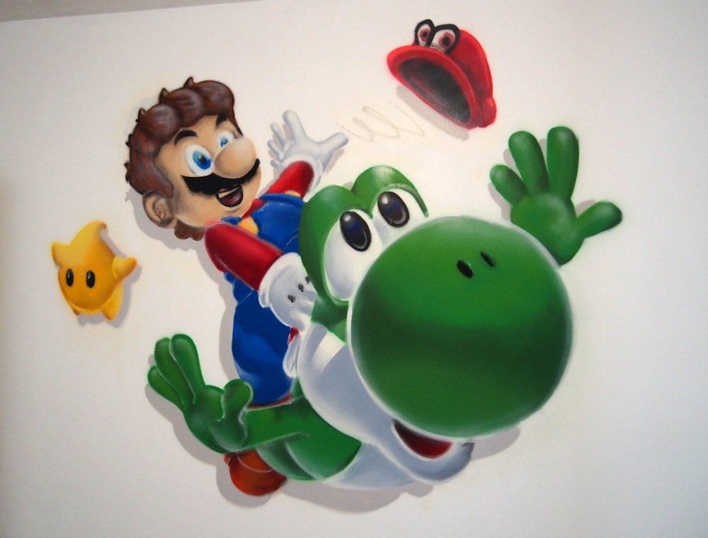 fresque murale super mario