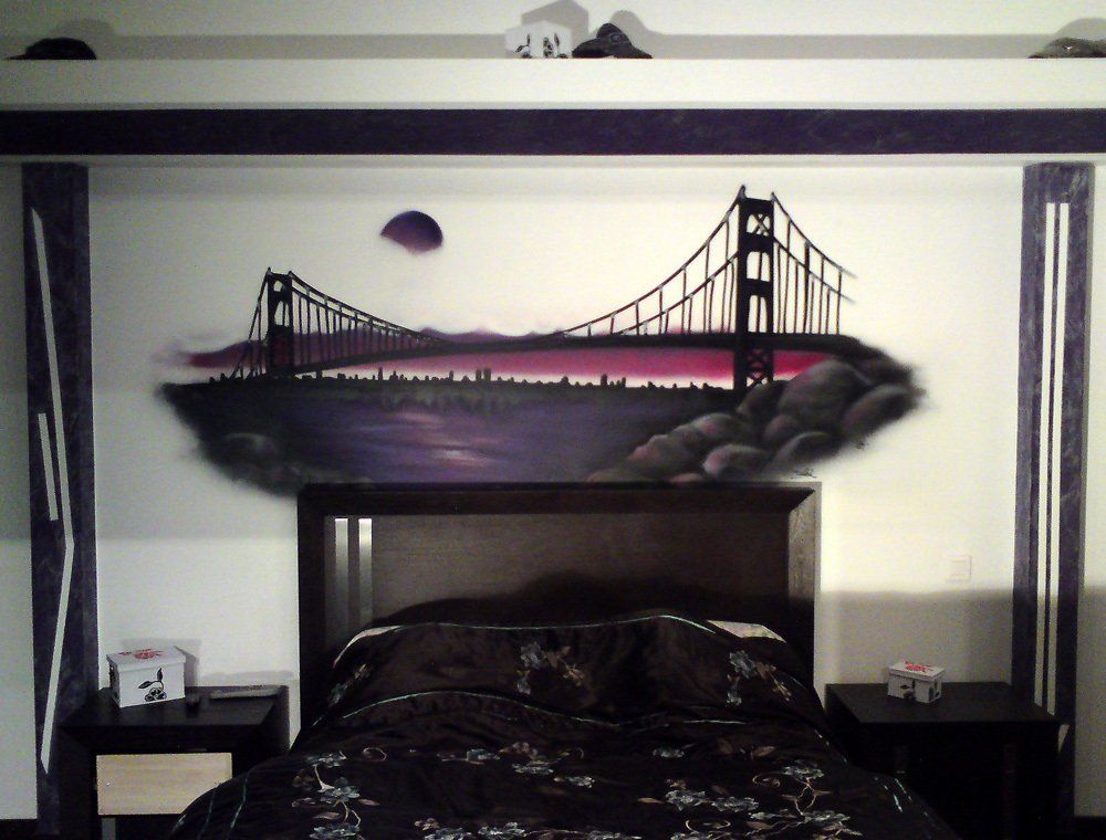 fresque murale d'un pont