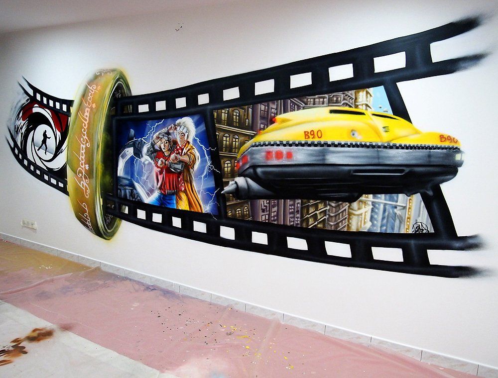 fresque murale retour vers le futur