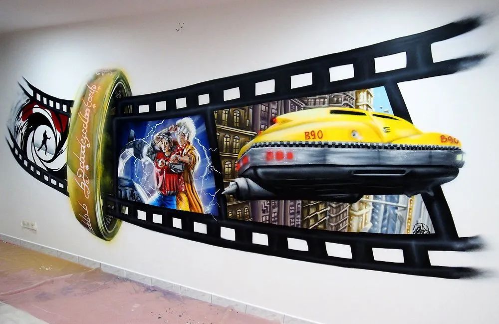 fresque murale seigneur des anneaux et retour vers le futur