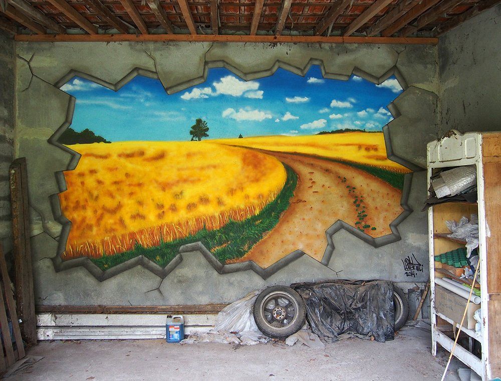 fresque murale champs de blés