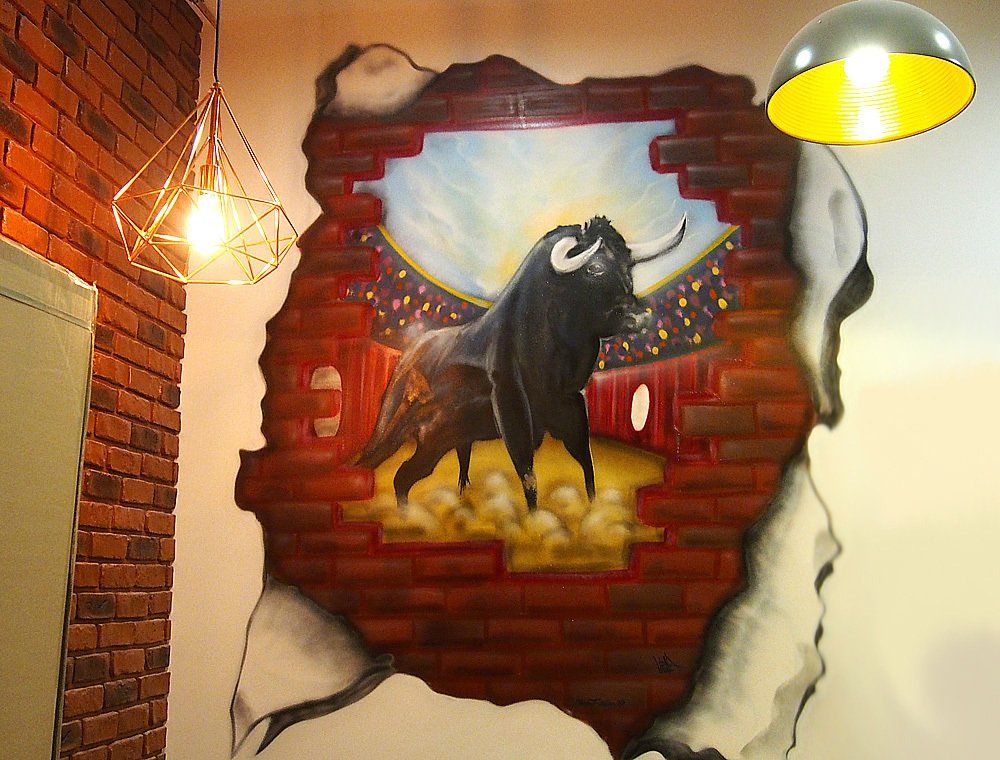 dessin  corida  sur un mur