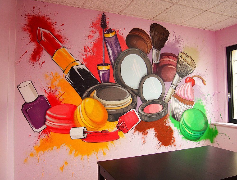 fresque murale maquillage