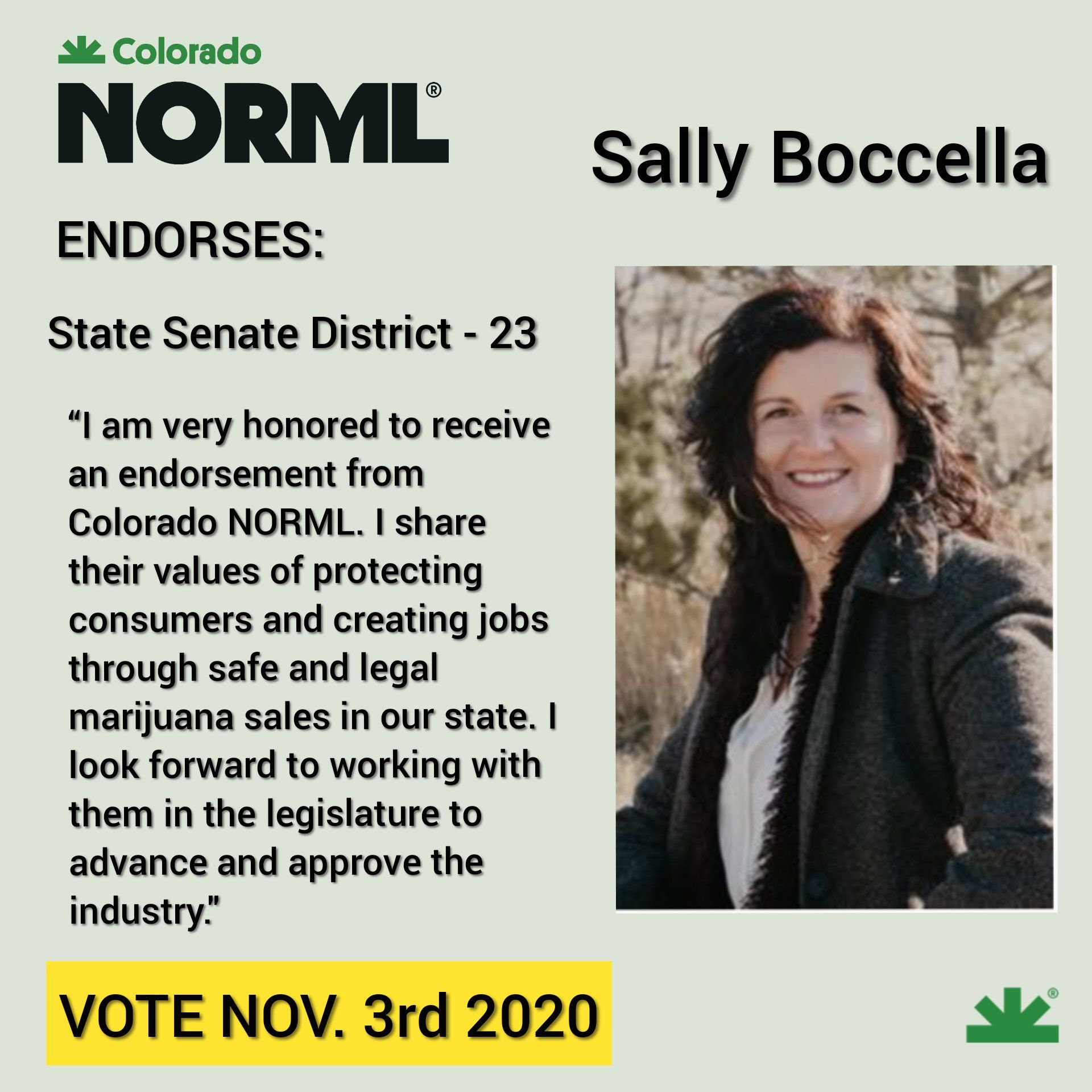 Colorado NORML endorses Sally Boccella for Colorado