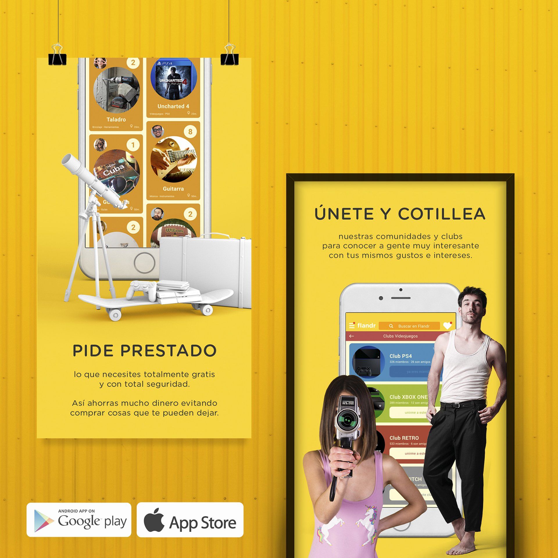 carteles explicando app flandr