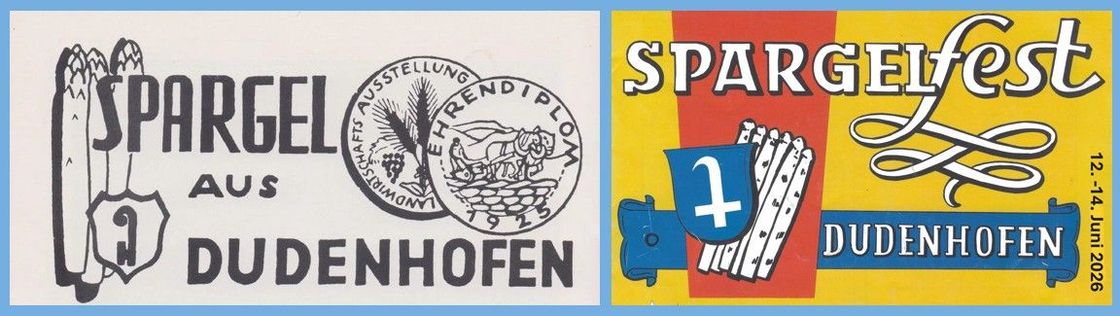 Willkommen im Spargel.Land Dudenhofen Spargel aus Dudenhofen - Label ca. 1975 und historisches OK-Logo