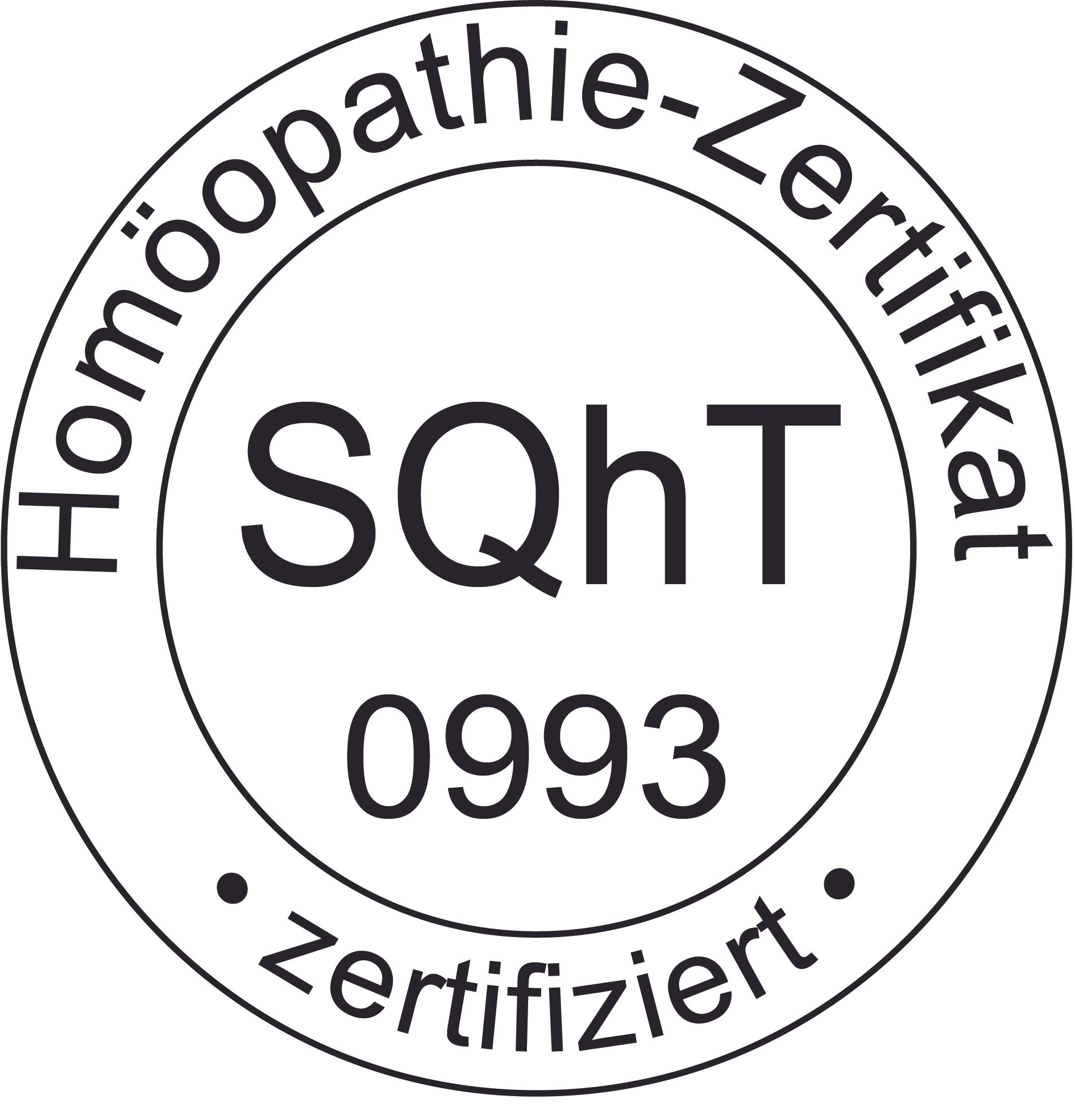 Qualitätszertifikat von der Stiftung für Qualität in der homöopathischen Therapie, Zertifikatsnummer 0993
