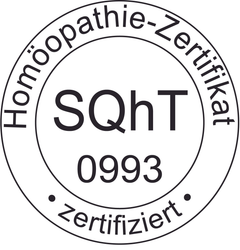 Qualitätszertifikat von der Stiftung für Qualität in der homöopathischen Therapie, Zertifikatsnummer 0993