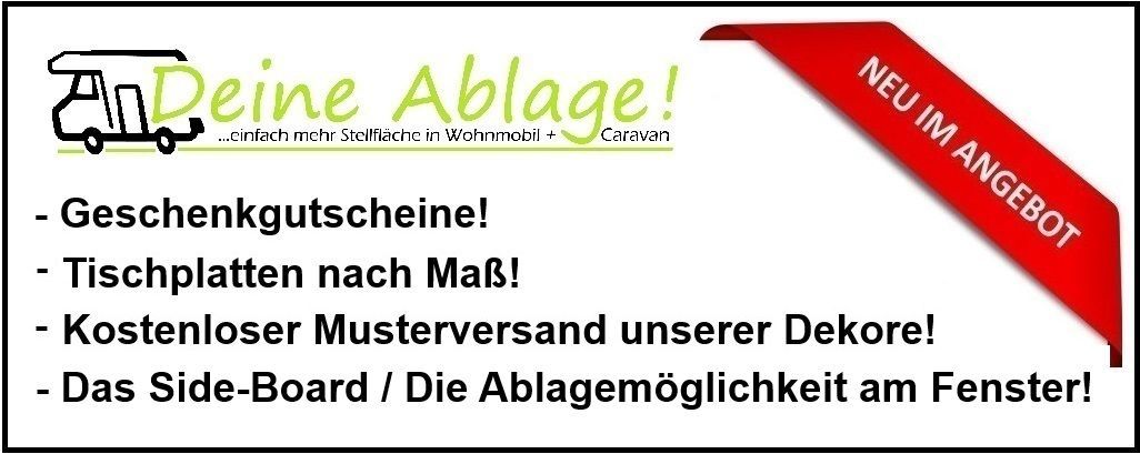 Camperboards
Camperboard kaufen
Wohnmobil Ablage kaufen
www.wohnmobil-ablage.de