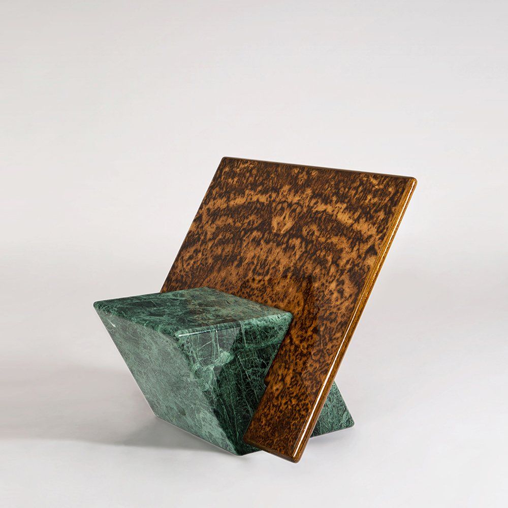 The Fonteyn Chair Verde Guatemala Marble and Burr Oak Veneer