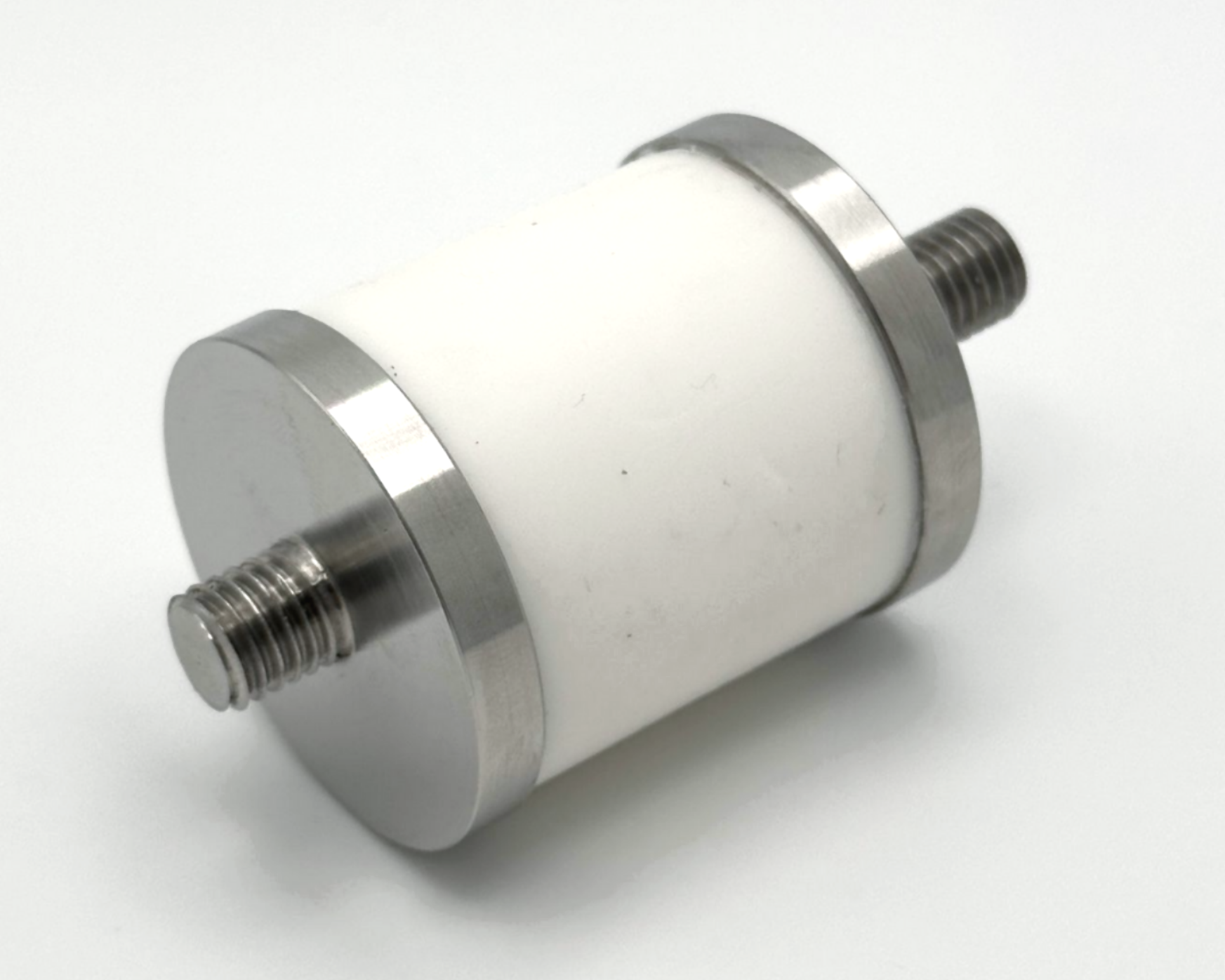 Metallverbindung mit Silikon als Dämpfungselement in weiß