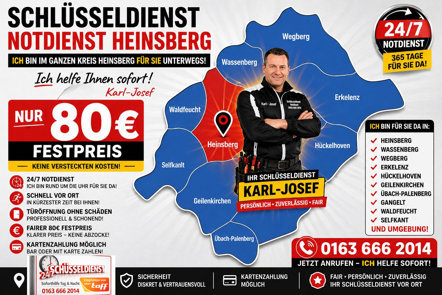 Schlüsseldienst Kreis Heinsberg - Monteur Karl - Josef Jörrißen im Notdienst Einsatz