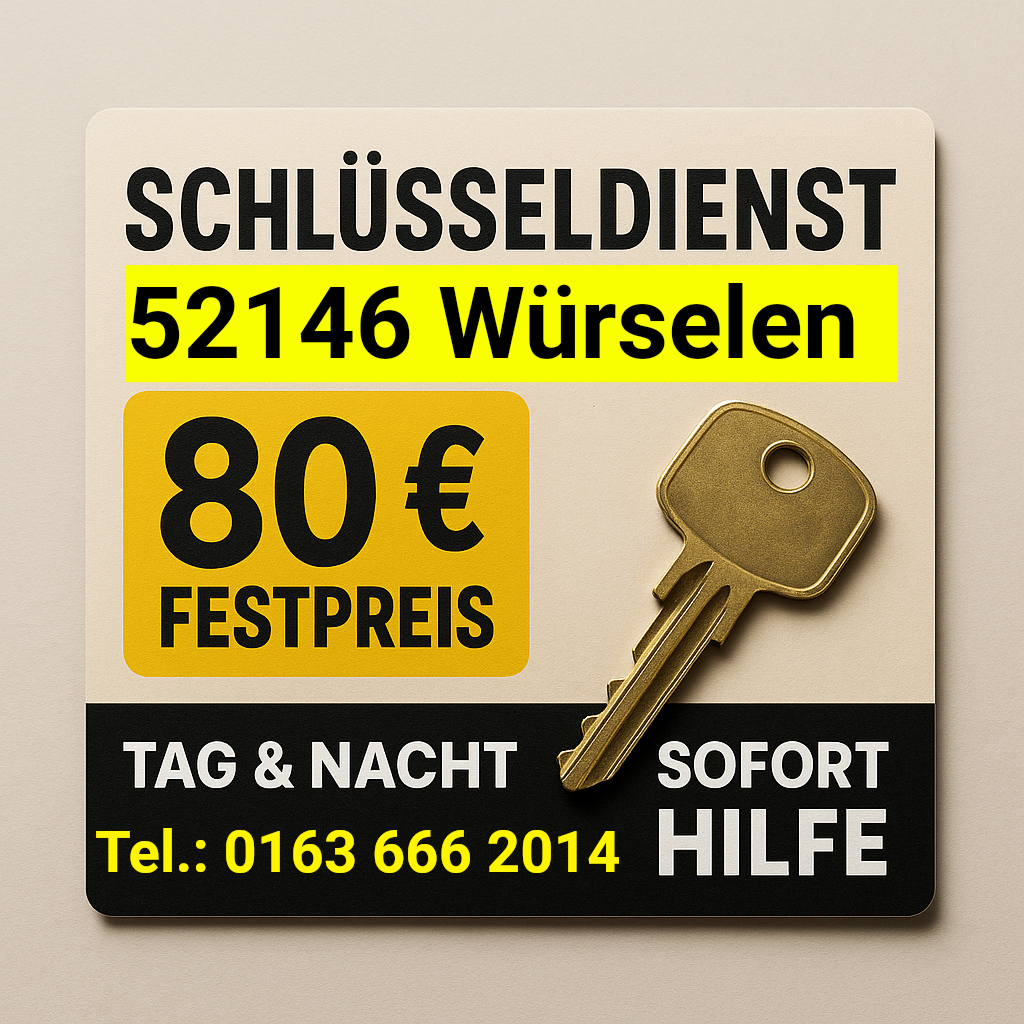 Schlüsseldienst Würselen -Tür öffnen Hier Sofort zum 80 Euro Festpreis anfordern