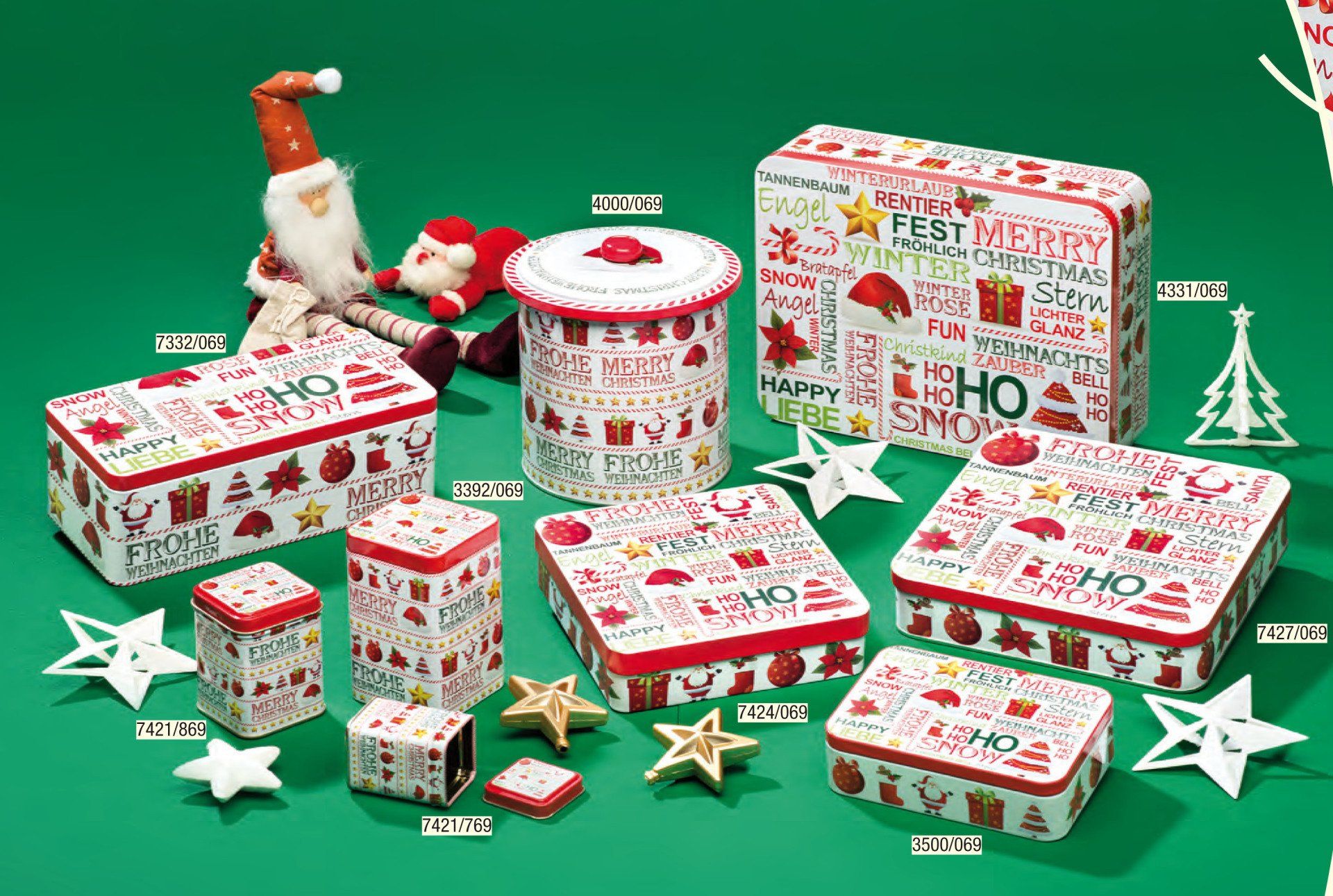 6 Stück Weihnachtsdosen Blech - Plätzchendosen Set Mit Weihnachtsmotiven