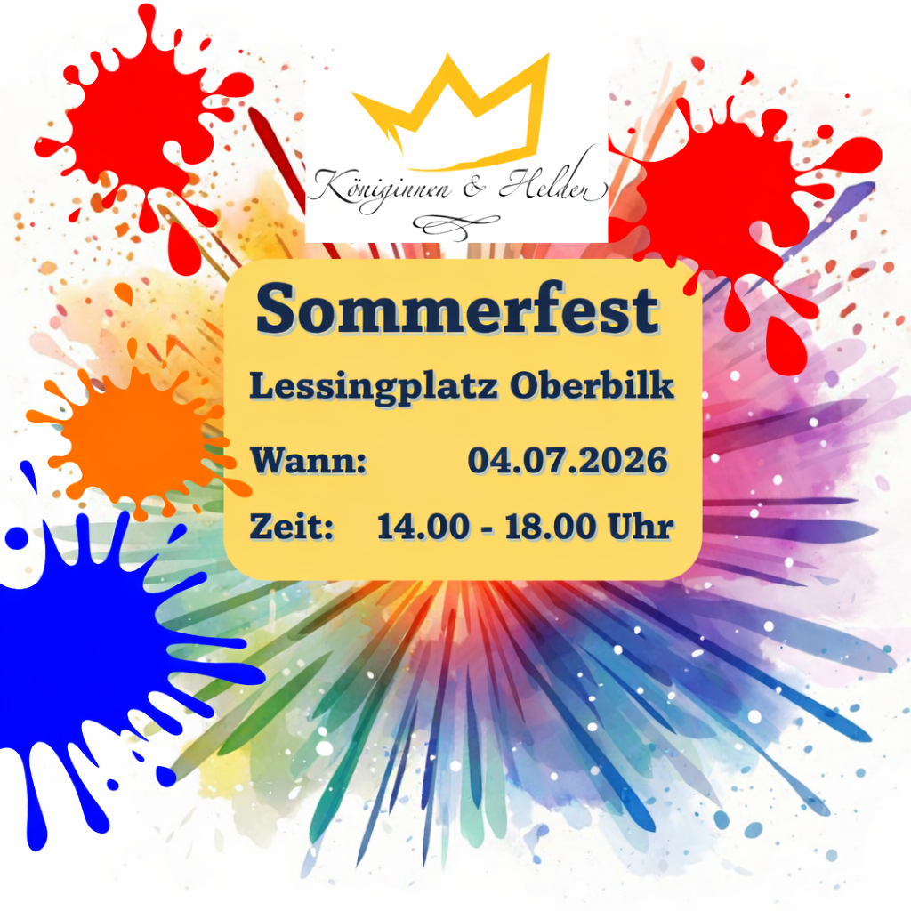 Sommerfest poster, Lessingplatz Oberbilk, 04.07.2026, 14:00–18:00 Uhr